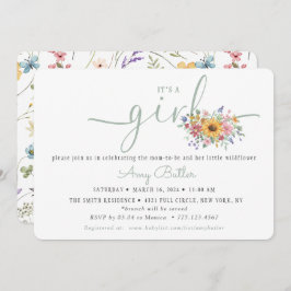 Convite Wildflower Solid Green Shower Book Invitation