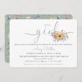 Convite Wildflower Solid Green Shower Book Invitation