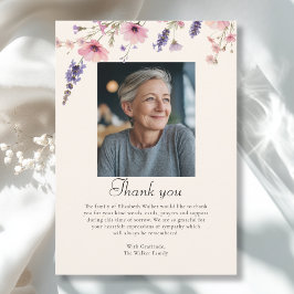 Convite Wildflower THANK YOU Memorial Funeral Photo Card