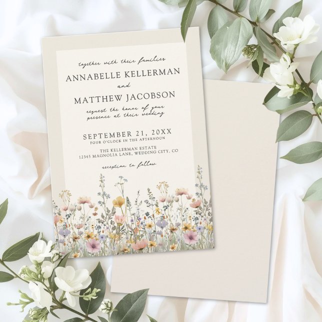 Convite Wildflower Watercolor Boho Floral Wedding (Wildflower Watercolor Boho Floral Wedding Invitation )