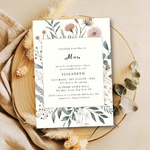 Convite Wildflower Watercolor Miss To Mrs. Chá de panela