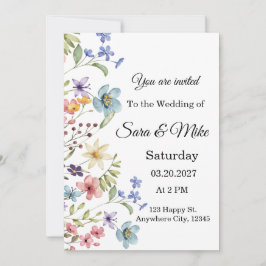 Convite Wildflower Watercolor Wedding Invitation