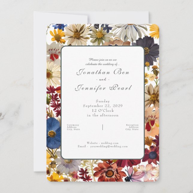 Convite  Wildflower Watercolor Wedding Invitation (Frente)