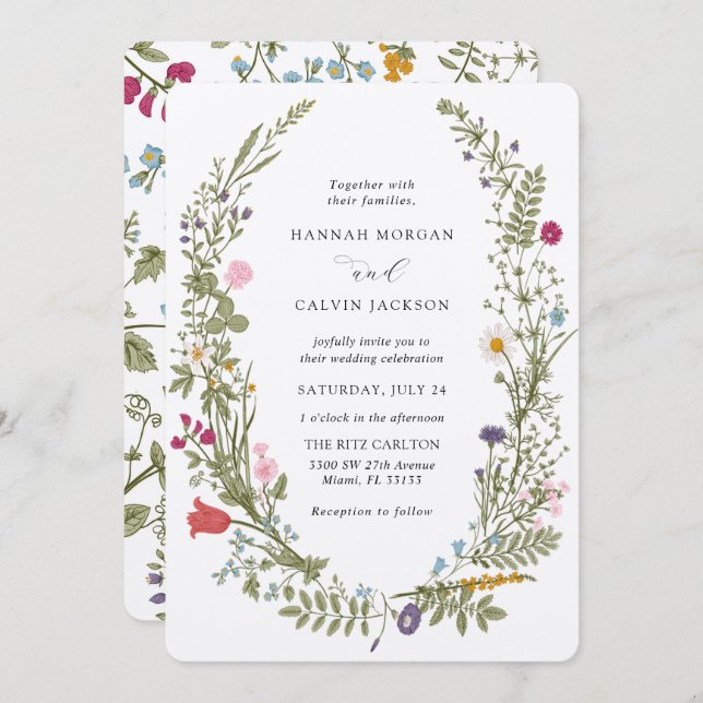 Convite Wildflower Wedding (Frente/Verso)