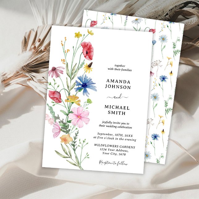 Convite Wildflower Wedding Rustic Floral (Criador carregado)