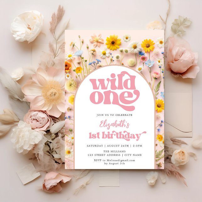 Convite Wildflower Wild One Birthday (Criador carregado)
