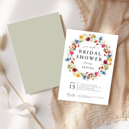 Convite Wildflower Wreath Love in Bloom Chá de panela