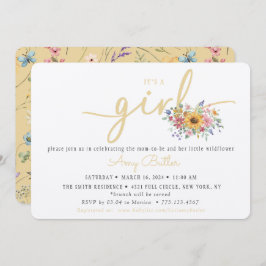 Convite Wildflower Yellow Baby Shower Invitation