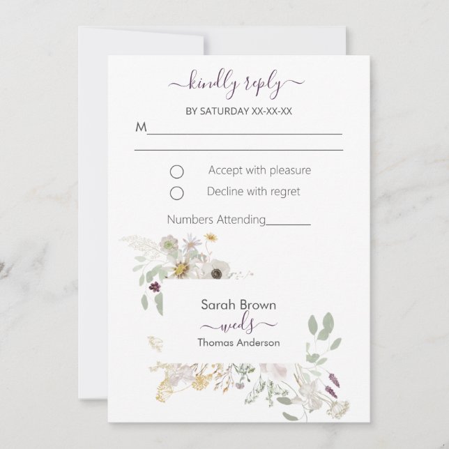 CONVITE WILDFLOWER YELLOWER E PURPLE COLORIDOS (Frente)