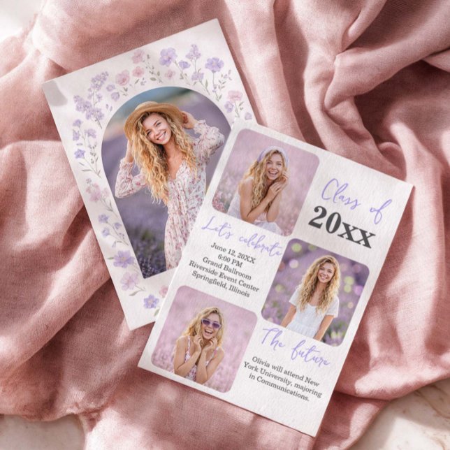 Convite Wildflowers Graduation Photo Invitation (Criador carregado)