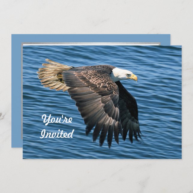 Convite Wildlife Bald Eagle Foto Birthday (Frente/Verso)