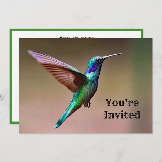Convite Wildlife Green Hummingbird Foto Aniversário (Frente/Verso)