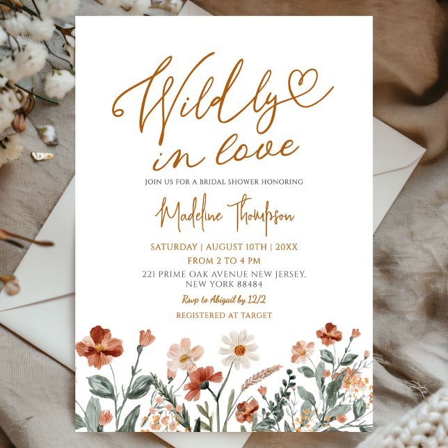 Convite Wildly in Love Fall Wildflower Bridal Shower (Criador carregado)