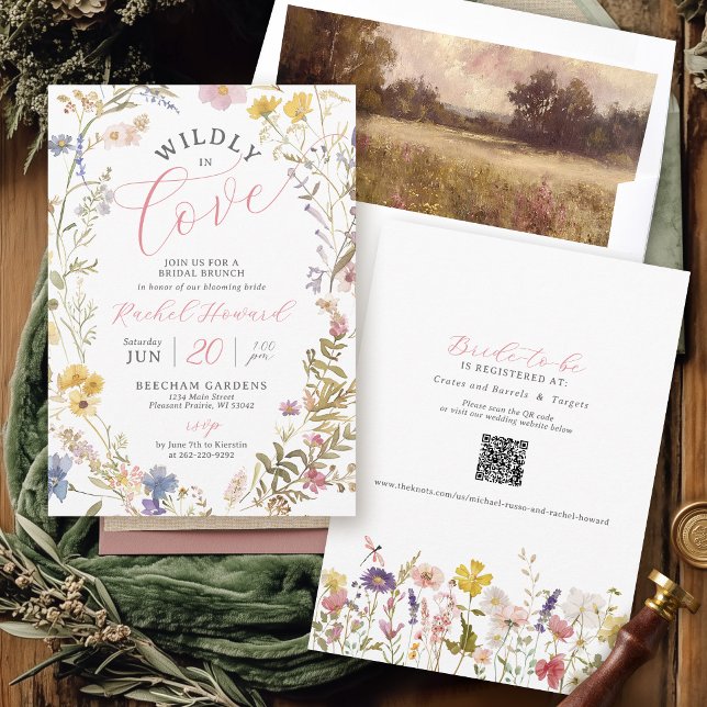Convite Wildly In Love Watercolor Wildflower Bridal Shower (Criador carregado)
