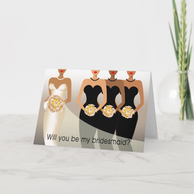 Convite Will you be my Bridesmaid? Bridal Party black (Frente)