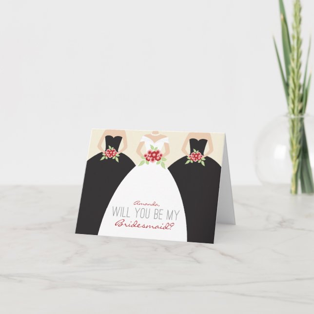Convite Will You Be My Bridesmaid Card (black) (Frente)