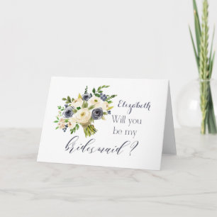 Convite Will you be my bridesmaid card French blue floral