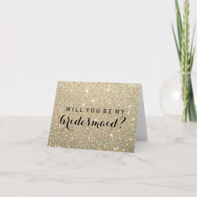 Convite Will You Be My Bridesmaid Card - Gold Fab (Frente)