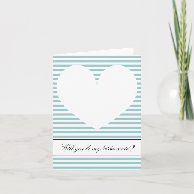 Convite Will you be my bridesmaid card | Heart and stripes (Frente)