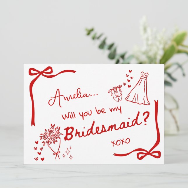 Convite Will you be my Bridesmaid Card Invitation (Em pé/Frente)