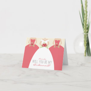 Convite Will You Be My Bridesmaid Card (rose pink)
