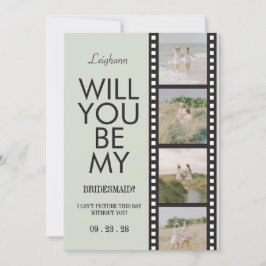Convite Will You Be My Bridesmaid Photo Green Reel