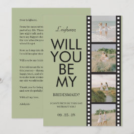 Convite Will You Be My Bridesmaid Photo Green Reel