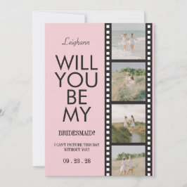 Convite Will You Be My Bridesmaid Photo Pink Reel