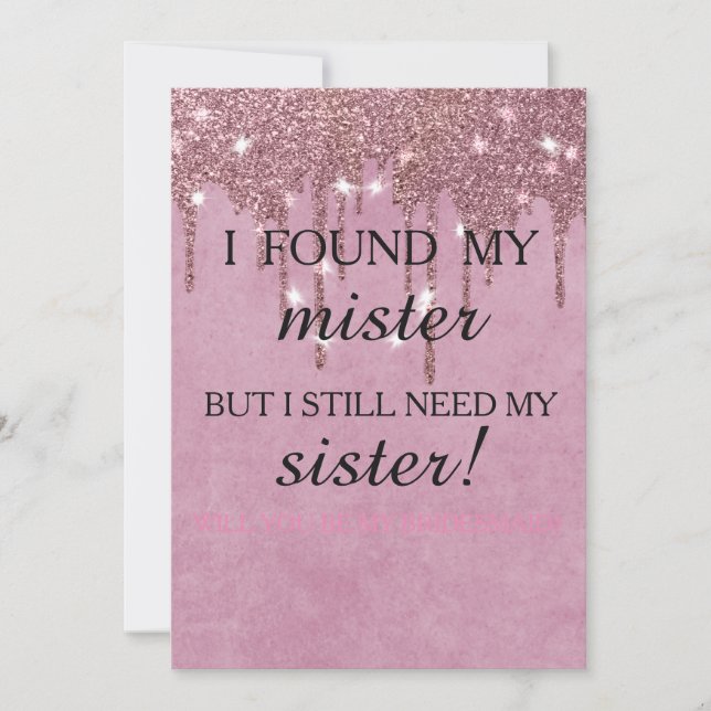 Convite Will you be my bridesmaid? Rose Gold Dripping Invi (Frente)