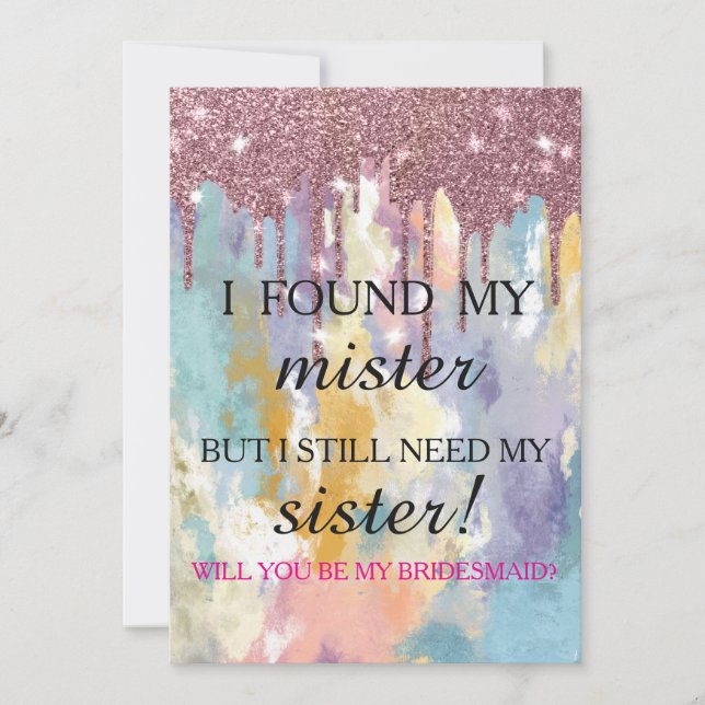 Convite Will you be my bridesmaid? Rose Gold Dripping Invi (Frente)