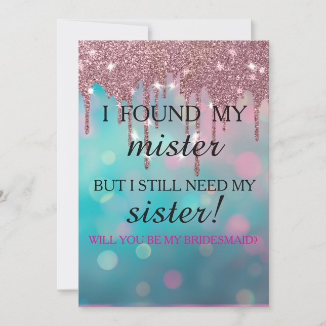 Convite Will you be my bridesmaid? Rose Gold Dripping Invi (Frente)