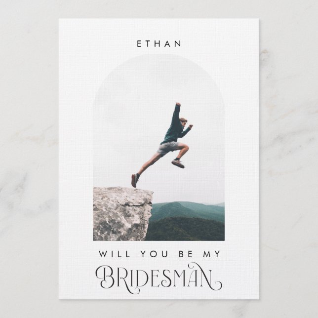 Convite Will you be my Bridesman Minimal Photo Modern Arch (Frente)