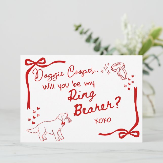 Convite Will you be my Doggie Ring Bearer Card Invitation (Em pé/Frente)