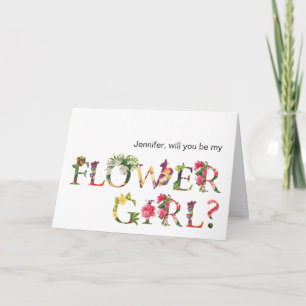 Convite Will you Be my Flower Girl Cute Floral Typography