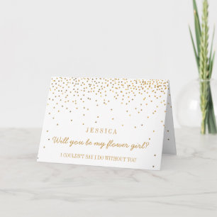 Convite Will You Be My Flower Girl Vintage Gold Confetti