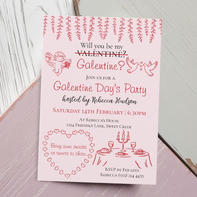 Convite Will You Be My Galentine? Galentine Day's Party (Criador carregado)