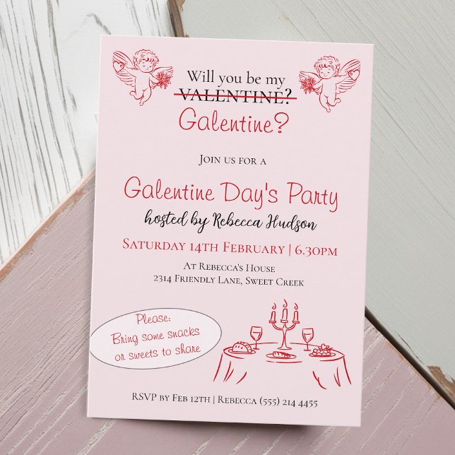 Convite Will You Be My Galentine? Galentine Day's Party (Criador carregado)