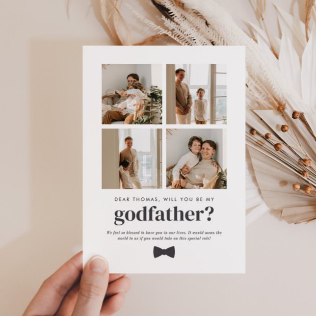 Convite Will You Be My Godfather 4 Photo Proposal Card (Zazzle Will You Be My Godfather 4 Photo Proposal Card)