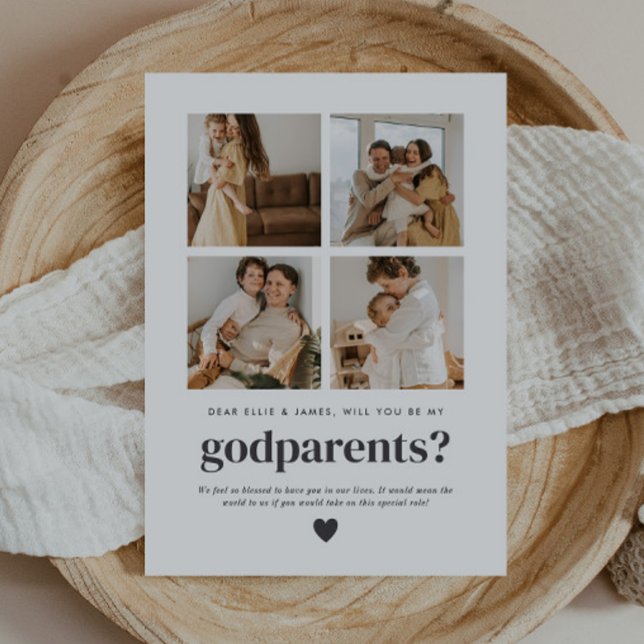 Convite Will You Be My Godparents 4 Photo Proposal Card (Zazzle Will You Be My Godparents 4 Photo Proposal Invitation )