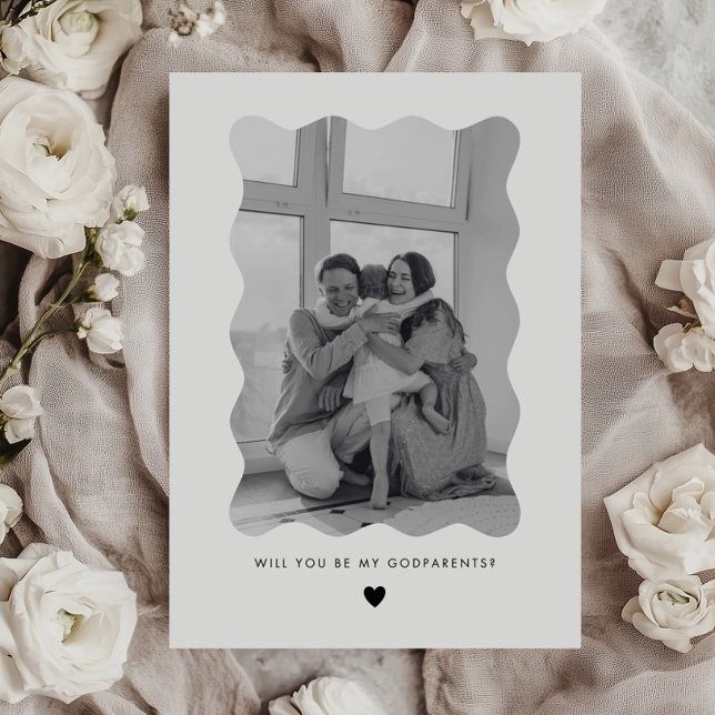 Convite Will You Be My Godparents Wavy Photo Proposal Card (Zazzle Will You Be My Godparents Wavy Photo Proposal Card)