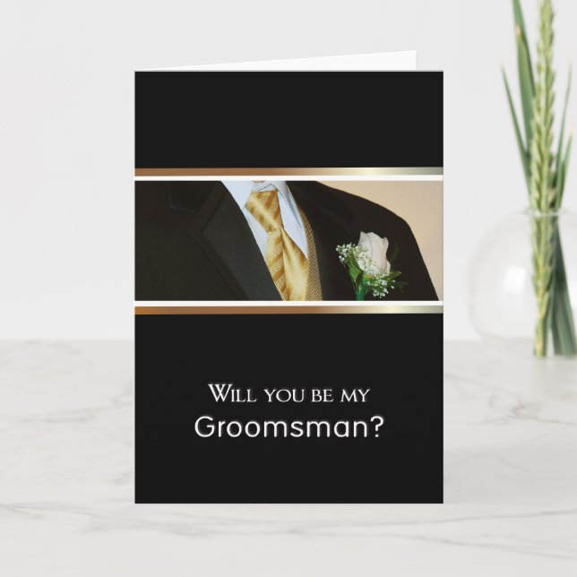 Convite Will You Be My Groomsman? - Blank inside (Frente)