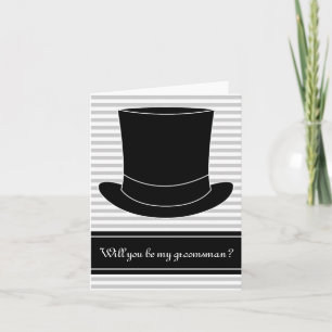 Convite Will you be my groomsman card wedding top hat