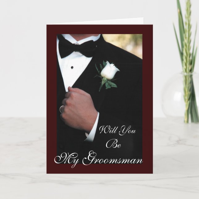 Convite Will you be my Groomsman Tuxedo Greeting Card (Frente)