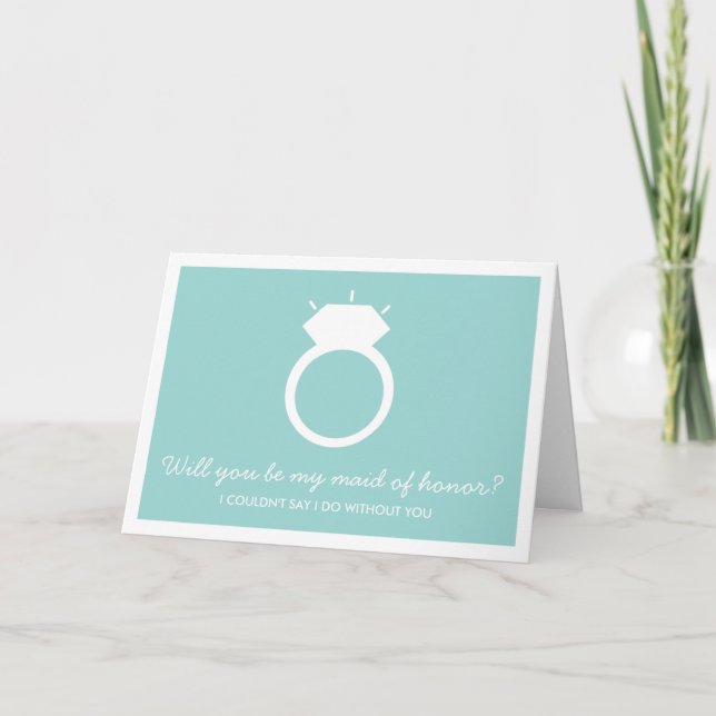 Convite Will You Be My Maid Of Honor? Blue Ring Card (Frente)