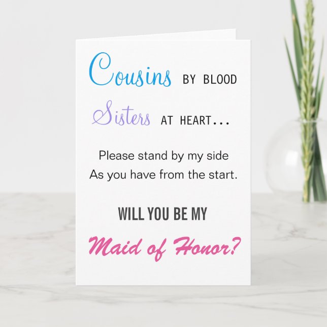 Convite Will you be my Maid of Honor - cousin (Frente)