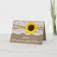 Will You Be My Maid of Honor? Rustic Sunflower