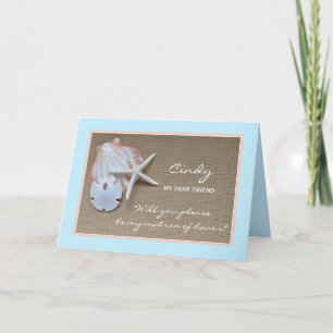 Convite Will You Be My Matron of Honor Card Beach