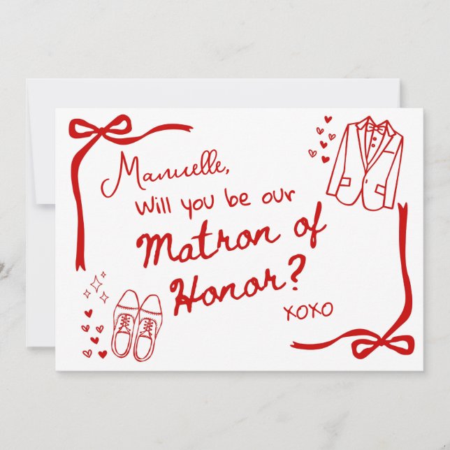 Convite Will you be our Matron of Honor Card Invitation (Frente)