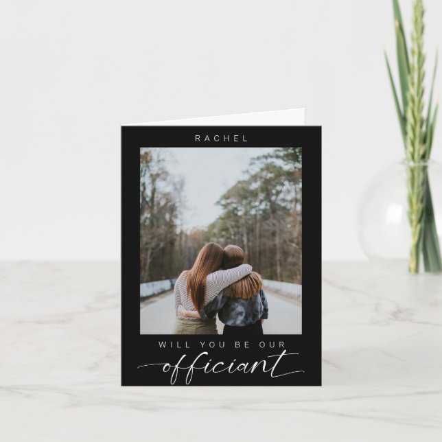 Convite Will you be our Officiant Minimal Photo Modern (Frente)