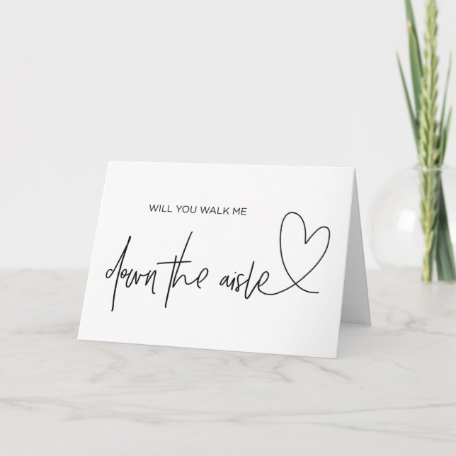 Convite Will You Walk Me Down the Aisle Wedding Card (Frente)